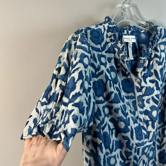 Apiece Apart Lumina Popover Batik Floral Indigo Hand Dyed Cotton Oversized SizeL - Picture 9 of 16